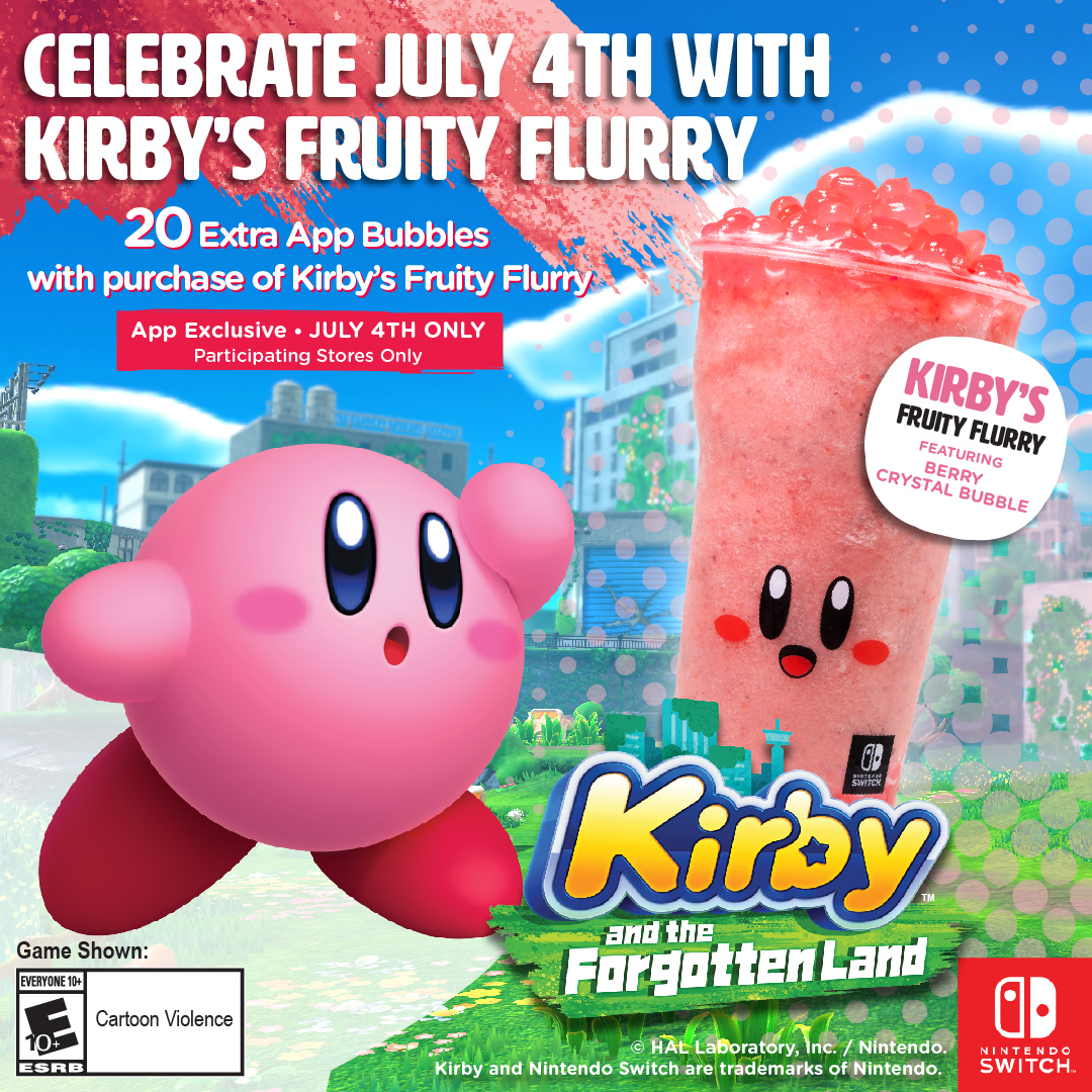 20 FREE bubble to celebrate Kirby's Fruity Flurry! 🥳 Kung Fu Tea